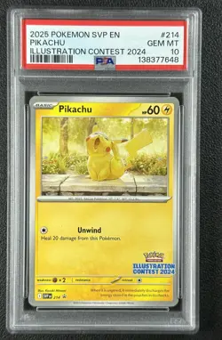 PIKACHU PSA 10 2025 POKEMON SVP BSP EN #214 ILLUSTRATION CONTEST 2024 GEM 648 - Image 1