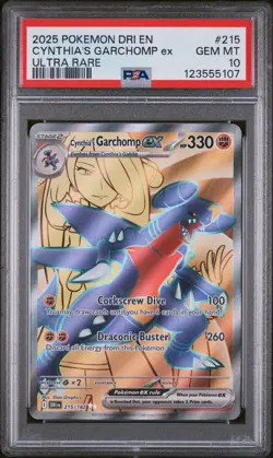 2025 POKEMON DRI EN-DESTINED RIVALS ULTRA RARE #215 CYNTHIA'S GARCHOMP EX PSA 10 - Image 1