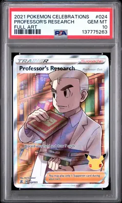 2021 POKEMON CELEBRATIONS #024 FULL ART/PROFESSOR'S RESEARCH PSA 10 - Image 1