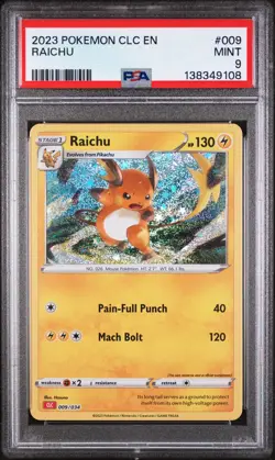 2023 POKEMON CLC-CLASSIC CHARIZARD & HO-OH EX DECK #009 RAICHU PSA 9 - Image 1