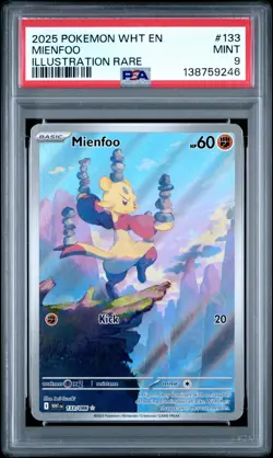 2025 POKEMON WHT EN-WHITE FLARE ILLUSTRATION RARE #133 MIENFOO PSA 9 - Image 1