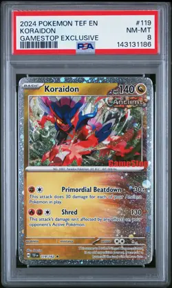 2024 POKEMON TEF EN-TEMPORAL FORCES GAMESTOP EXCLUSIVE #119 KORAIDON PSA 8 - Image 1