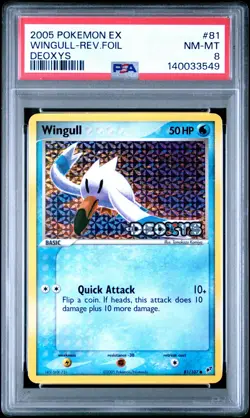 2005 POKEMON EX DEOXYS #81 WINGULL-REVERSE FOIL PSA 8 - Image 1