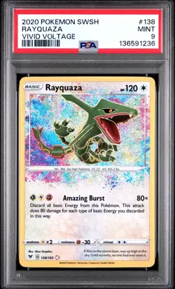 2020 POKEMON SWORD & SHIELD VIVID VOLTAGE #138 RAYQUAZA PSA 9 - Image 1