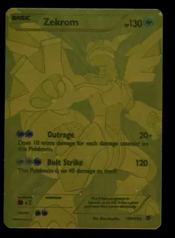 2013 POKEMON B&W LEGENDARY TREASURES ZEKROM #115/113 GOLD SECRET RARE HOLO LP - Image 1