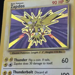 Pokemon TCG WOTC Base Set Zapdos 16/102 Holo Rare Unlimited - Image 2