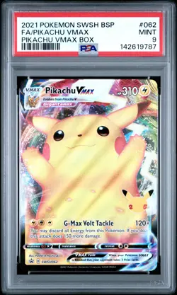 2021 POKEMON SWSH BLACK STAR PROMO PIKACHU VMAX BOX FULL ART/PIKACHU VMAX PSA 9 - Image 1