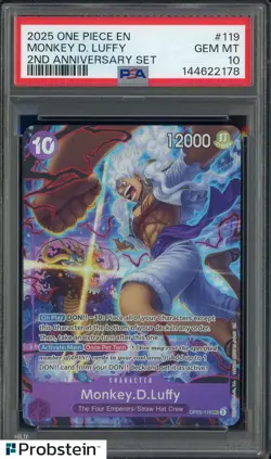 2025 One Piece EN 2nd Anniversary Set #119 Monkey D. Luffy PSA 10 GEM MINT - Image 1