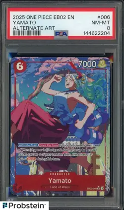 2025 One Piece EB02 EN Alternate Art #006 Yamato PSA 8 NM-MT - Image 1