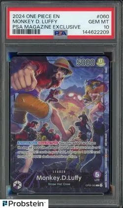 2024 One Piece EN Magazine Exclusive #060 Monkey D. Luffy PSA 10 GEM MINT - Image 1