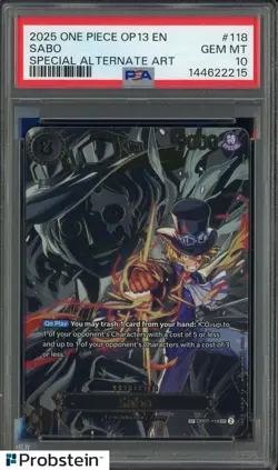 2025 One Piece OP13 EN Special Alternate Art #118 Sabo PSA 10 GEM MINT - Image 1
