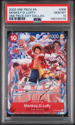 2025 ONE PIECE PROMOS ONE PIECE DAY DALLAS #006 MONKEY D. LUFFY PSA 10 - Image 1