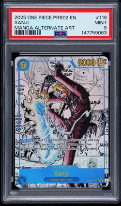 2025 ONE PIECE PRB02-PREMIUM BOOSTER MANGA ALTERNATE ART #119 SANJI PSA 9 - Image 1