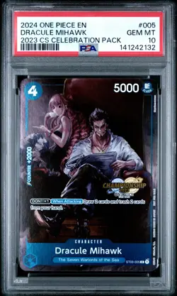 2024 ONE PIECE CHAMP 2023 CELEBRATION PACK #005 DRACULE MIHAWK PSA 10 - Image 1