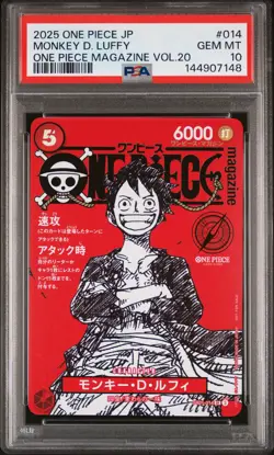 2025 ONE PIECE JAPANESE PROMOS MAGAZINE VOL.20 #014 MONKEY D. LUFFY PSA 10 - Image 1