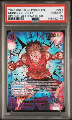 2025 ONE PIECE PRB02-PREMIUM BOOSTER SPECIAL ALT ART #061 MONKEY D. LUFFY PSA 10 - Image 1