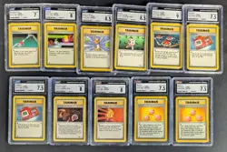 Lot (11) 1999 Pokemon Assorted CGC Graded Trainer Cards w/ Pokedex - Image 1