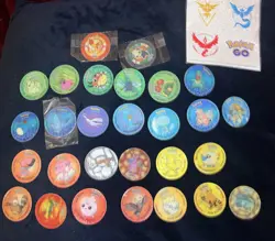 28 Pokemon Vintage Taz Walkers Tazo Collectors RETRO BUNDLE NINTENDO & stickers - Image 1