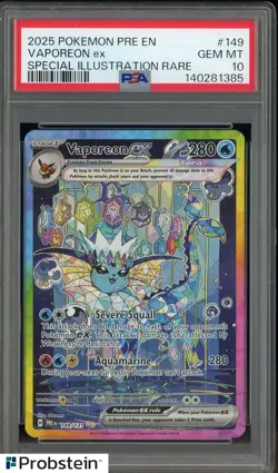 2025 Pokemon PRE EN Special Illustration Rare #149 Vaporeon ex PSA 10 - Image 1