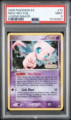 Pokemon TCG Mew 10/92 EX Legend Maker 2006 Reverse Holo Rare Card PSA 9 - Image 1