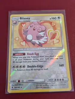 Pokemon Sun Moon Guardians Rising Blissey 102/145 Rare Reverse Holo TCG Card - Image 1