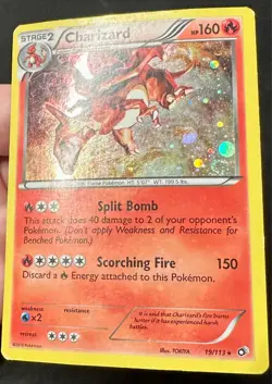 Charizard HOLO BLEED + SWIRL 19/113 Legendary Treasures Pokemon Cosmos Holo MpHp - Image 2