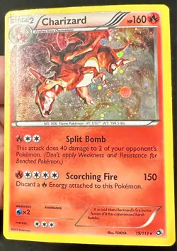 Charizard HOLO BLEED + SWIRL 19/113 Legendary Treasures Pokemon Cosmos Holo MpHp - Image 3