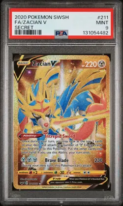 2020 POKEMON SWORD & SHIELD SECRET #211 FULL ART/ZACIAN V PSA 9 - Image 1