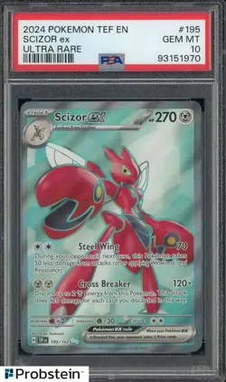 2024 Pokemon TEF EN #195 Scizor ex ULTRA RARE PSA 10 - Image 1