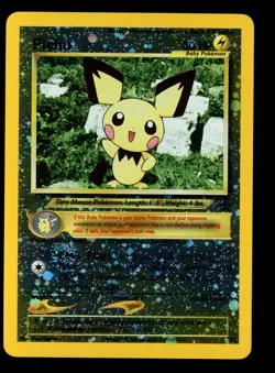 2001 WOTC POKEMON LEAGUE PICHU #35 BLACK STAR PROMO REVERSE HOLO W/ SWIRL NM - Image 1