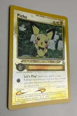 2001 WOTC POKEMON LEAGUE PICHU #35 BLACK STAR PROMO REVERSE HOLO W/ SWIRL NM - Image 4