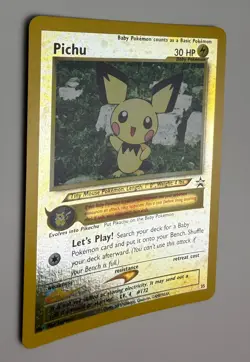 2001 WOTC POKEMON LEAGUE PICHU #35 BLACK STAR PROMO REVERSE HOLO W/ SWIRL NM - Image 5