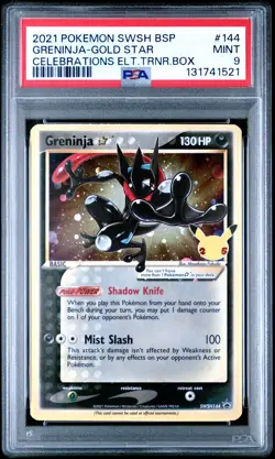 2021 POKEMON SWSH BLACK STAR PROMO #144 GRENINJA-GOLD STAR PSA 9 - Image 1