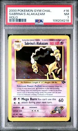 2000 Pokemon Gym Challenge - Sabrina's Alakazam Holo #16 - PSA 7 - Image 1