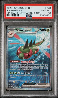 2025 POKEMON DESTINED RIVALS SPECIAL ILLUSTRATION RARE #228 YANMEGA EX PSA 10 - Image 1