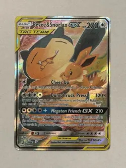 Pokemon TCG Eevee & Snorlax GX SM169 Tag Team Holo Black Star Promo - Image 1
