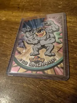 1999 Topps Pokemon #68 Machamp Holo Black Logo Series 1 In Top Loader - Image 2