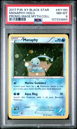 2017 POKEMON XY BLACK STAR PROMO MAGEARNA MYTHICAL COLL MANAPHY-HOLO PSA 8 - Image 1