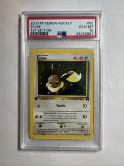 2000 Pokemon Team Rocket 1st Ed. Eevee #55 PSA 10 Gem - Image 1