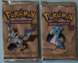 (2) 1999 Pokemon Fossil Booster Pack Lapras & Aerodactyl Pristine Condition - Image 1