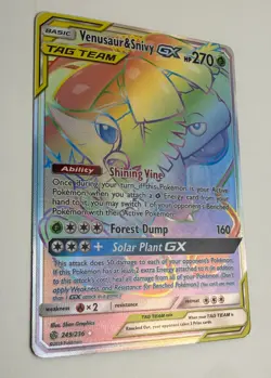2019 POKEMON S&M COSMIC ECLIPSE VENUSAUR & SNIVY GX 249/236 FULL ART SECRET RARE - Image 4