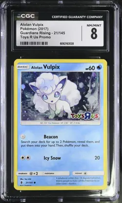 2017 POKEMON GUARDIANS RISING ALOHAN VULPIX #21/145 TOYS R US STAMPED HOLO CGC 8 - Image 1