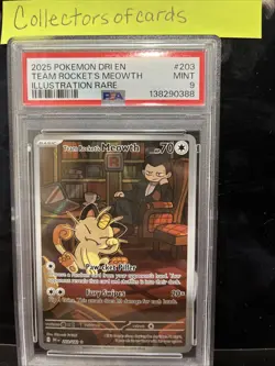 2025 POKEMON DRI EN-DESTINED RIVALS ILLUSTRATION RARE TEAM ROCKET'S MEOWTH PSA 9 - Image 1