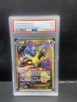 2016 Pokemon Fates Collide Full Art Secret Rare 125/124 Alakazam EX PSA 7 NM! - Image 1