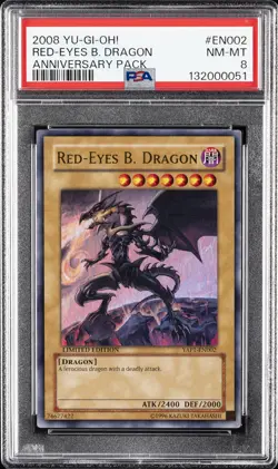 2008 YU-GI-OH! ANNIVERSARY PACK #EN002 RED-EYES B. DRAGON PSA 8 - Image 1