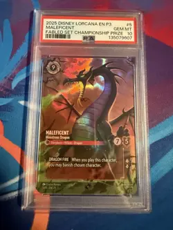 DISNEY LORCANA MALEFICENT MONSTROUS DRAGON PSA 10 Fabled Set Championship Card. - Image 1