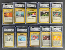 Lot (10) 1999 Pokemon Assorted CGC Graded Trainer Cards w/ Pokemon Center - Image 1