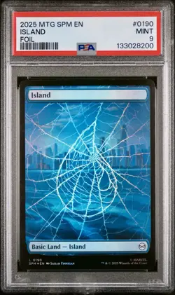 2025 MTG Island Foil #0190 Marvel Spider-Man PSA 9 Mint Universes Beyond SPM EN - Image 1