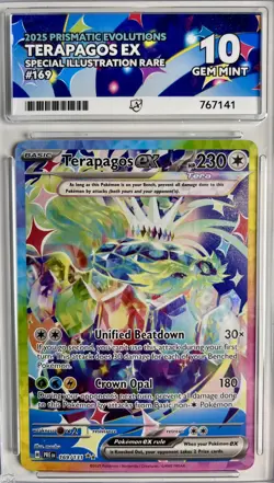 Pokemon Terapagos EX Prismatic Evolutions 169/131 SIR Ace 10 Gem Mint 💎 Low pop - Image 2