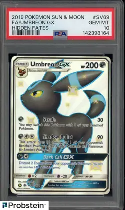 2019 Pokemon Sun & Moon Hidden Fates #SV69 FA/ Umbreon Gx PSA 10 GEM MINT - Image 1